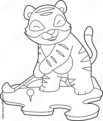 Tiger Golf Golf clubs Animal Vector Graphic Art Illustration