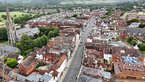 Quadro su tela Dorking town high street  Surrey England drone,aerial