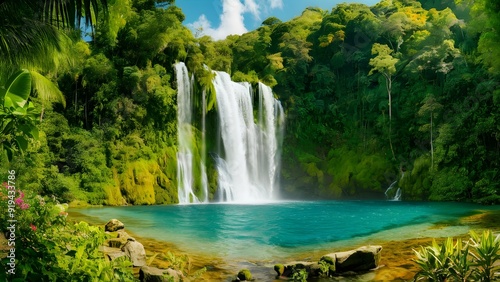 tropical rainforest waterfall