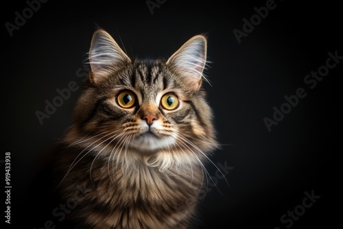 Whiskered grace: portrait of majestic long-haired cat