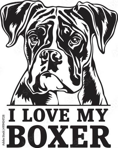 Boxer Dog Love Vector Illustration