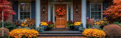 Autumnal Halloween Doorway Welcoming Trick-or-Treaters