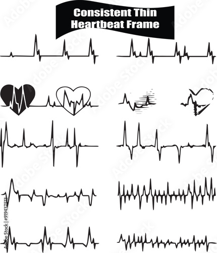 Heartbeat Frame   Versatile Black Silhouette Vector Series