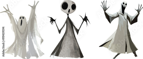Shadow effect style with transparent white evil spirit