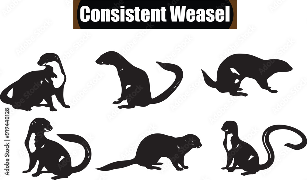 Fototapeta premium Weasel Abstract Silhouette Vector Graphics Pack