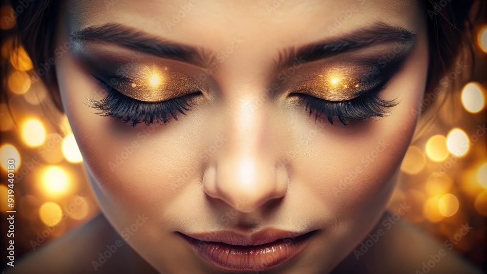 CLOSE-UP OF TWO EYES WITH LONG LASHES, PEACEFUL EXPRESSION, EYELIDS GENTLY CLOSED, SOFT FOCUS, WARM LIGHTING, CALM ATMOSPHERE. CLOSE-UP OF TWO EYES WITH LONG LASHES, PEACEFUL EXPRESSION, EYELIDS GENTLY CLOSED, SOFT FOCUS, WARM LIGHTING, CALM ATMOSPHERE.