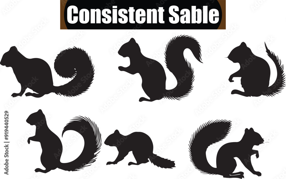 Sable   Flat Black Silhouette Vector Art Bundle