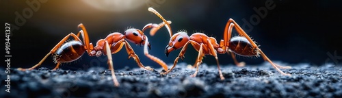 Ants working under the light of the moon, nocturnal activity