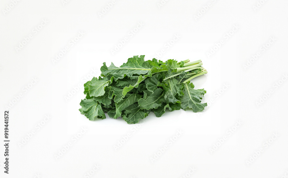 Fresh Mustard Greens on White Background