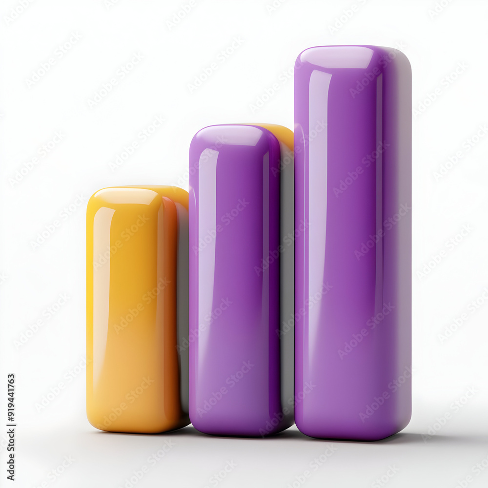 Stylish 3D bar chart in vibrant colors showcasing growth and data visualization concepts. Stylish 3D bar chart in vibrant colors showcasing growth and data visualization concepts.
