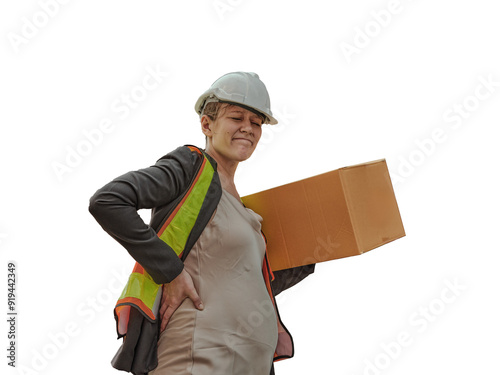 Obraz na płótnie Pregnant female employee worker or engineer working control loading container box from cargo . w salonie
