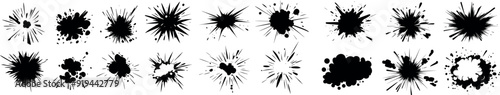 Speed comic explosion effects. Smoke and boom effects. Air motion steam energy. Lightning and sparks.