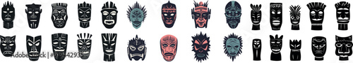 Masks of ethnic origin.  totem, voodoo african tribal head, Zulu traditional god