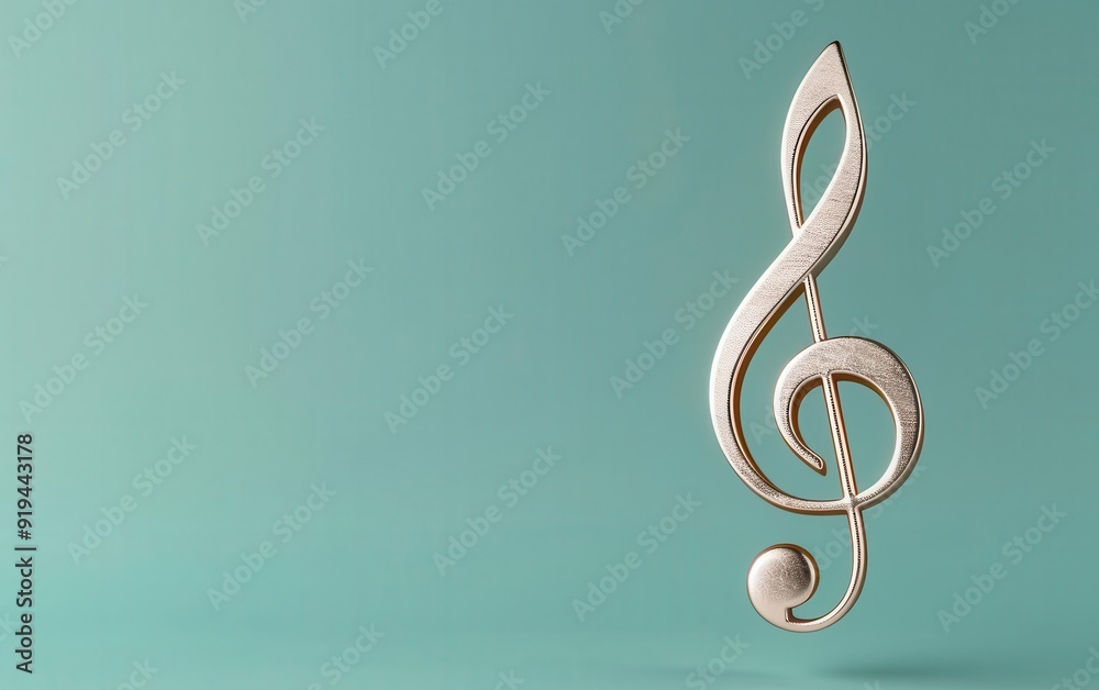 3D floating music note with a metallic shine, music, polished and professional 3D floating music note with a metallic shine, music, polished and professional