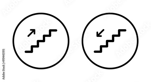 Upstairs and downstairs icon on circle line. Stairs, ladder sign symbol