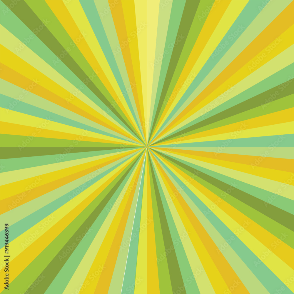 Fototapeta premium Pop art radial colorful comics book magazine cover. Striped color digital background. Cartoon funny retro pattern strip mock up. Vector halftone illustration. Sunburst, starburst shape