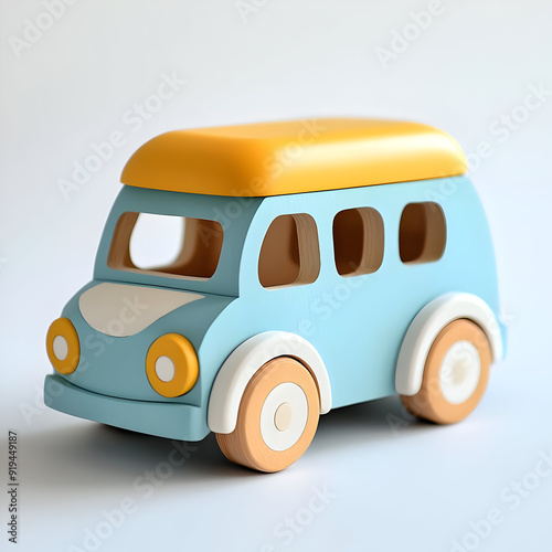 Colorful toy van designed for children, promoting creativity and imaginative play in a fun and safe environment. photo