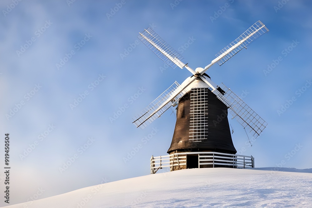 Obraz premium dutch windmill in winter