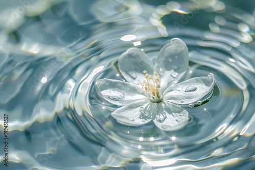 white jasmine flowers float in clear water ,  created by ai