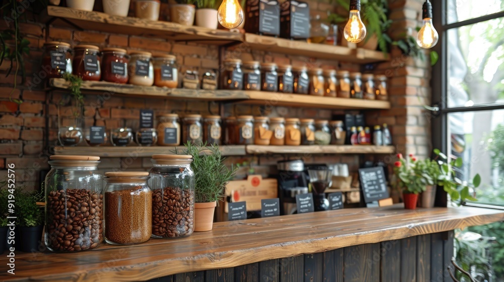 Coffee Shop Interior with Rustic Details Coffee Shop Interior with Rustic Details