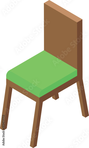 Simple wooden chair with green upholstery for an office or home