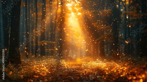 Enchanted Forest with Golden Sunlight