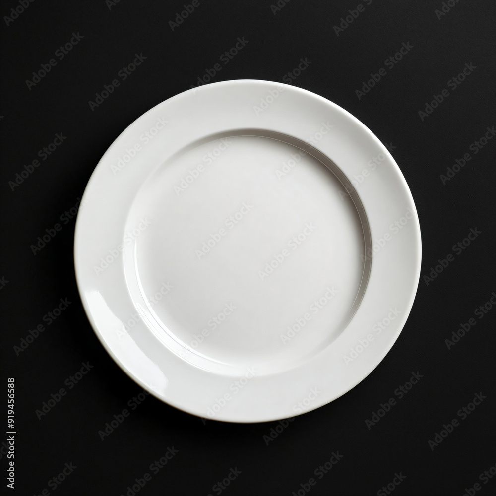 Empty White Plate on Black Background. Empty White Plate on Black Background.