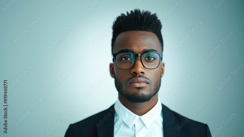 Serious Young Black Professional in Stylish Eyewear. Serious Young Black Professional in Stylish Eyewear.