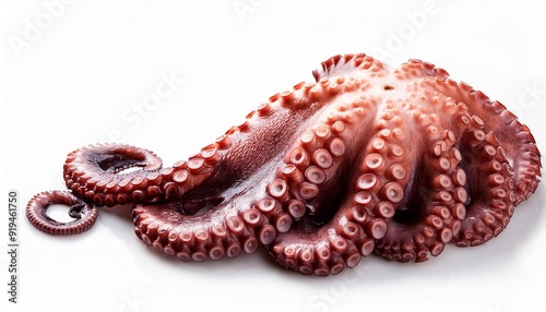 Isolated Octopus. Tentacles of octopus ion white background. Seafood concept. Macro