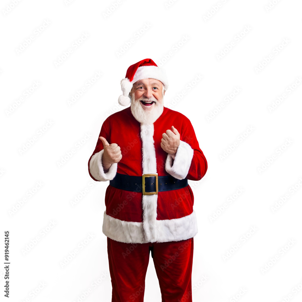 Cheerful Santa Claus Giving Thumbs Up Isolated on Transparent Background
Cheerful Santa Claus Giving Thumbs Up Isolated on Transparent Background