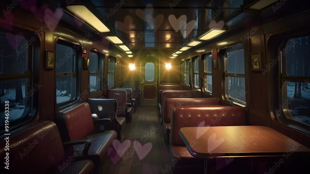 View inside an old train carriage with comfortable and relaxing seats. Seamless 4K looping timelapse video animation View inside an old train carriage with comfortable and relaxing seats. Seamless 4K looping timelapse video animation