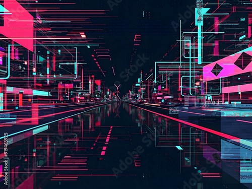 vibrant glitch effect great assets in black background png