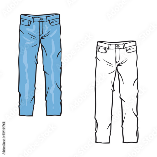 pants drawing with line art style. simple design outline style. vector illustrations.