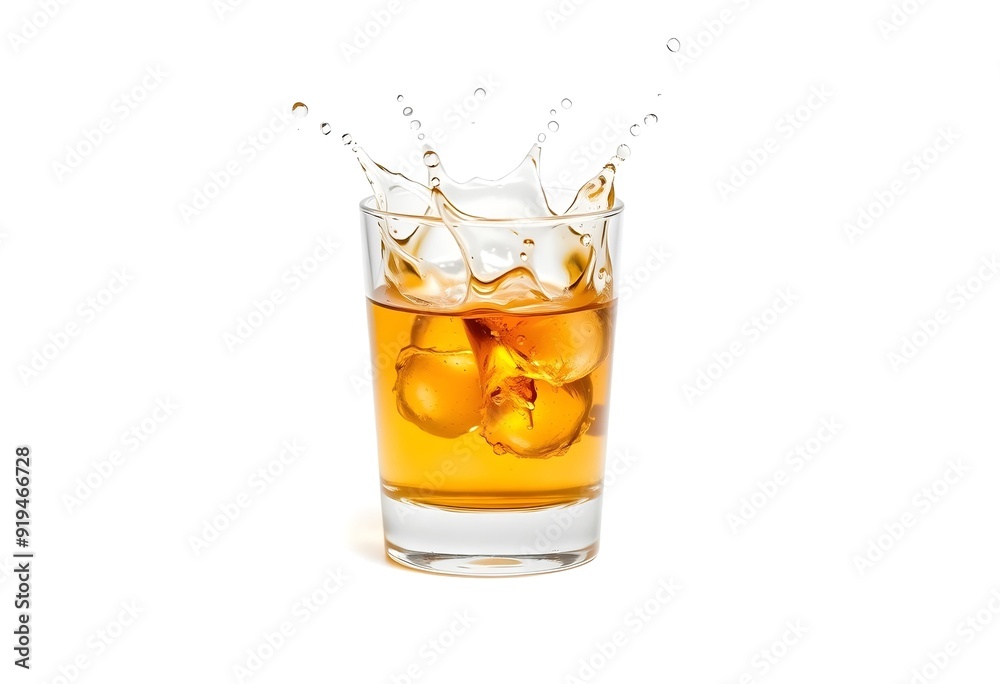 Glass shot of tequila splashing on white background Glass shot of tequila splashing on white background