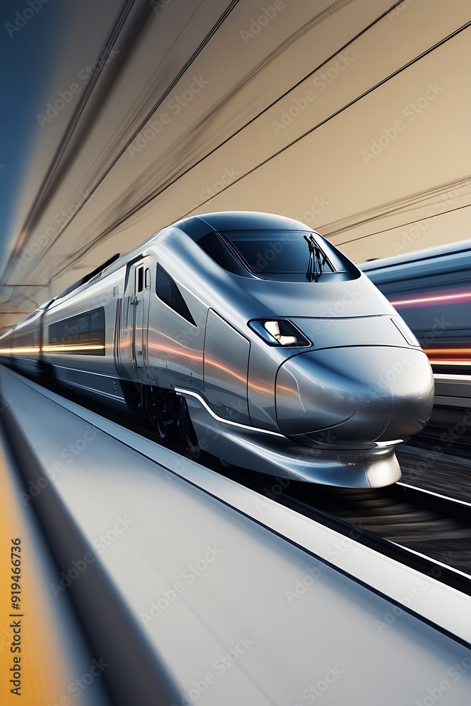 Fototapeta premium High Speed Train Tunnel Motion Blur Abstract