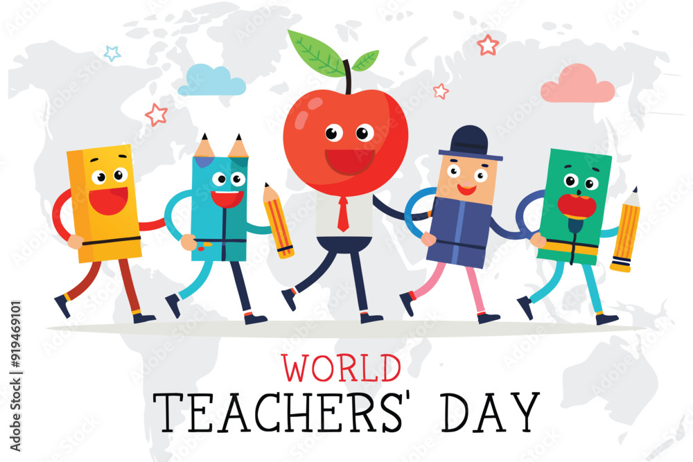 Fototapeta premium World Teachers Day Background Vector Inspirational and Educational Design for Celebrations