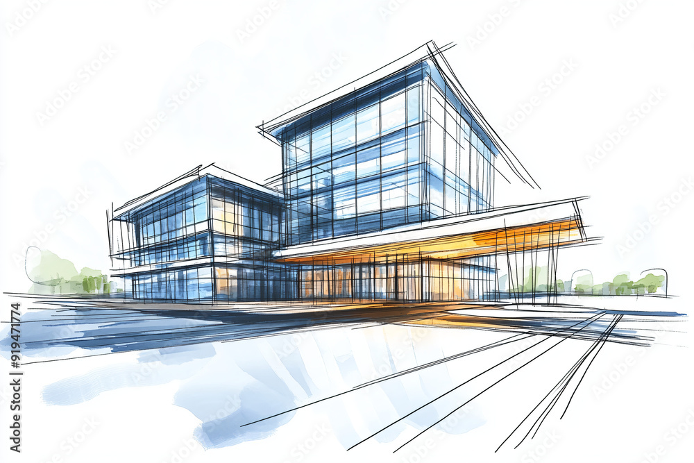 Modern Building Sketch. Modern Building Sketch.