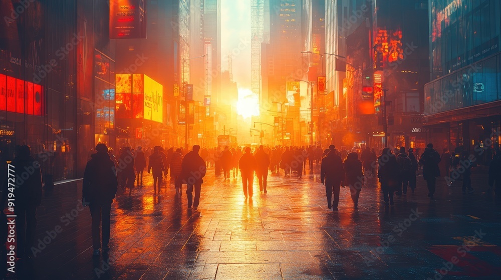 A vibrant city street during the day, with sunlight sparkling off glass facades. A vibrant city street during the day, with sunlight sparkling off glass facades.