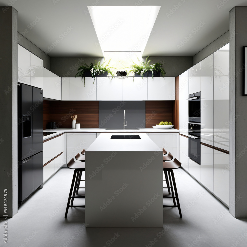 A sleek and modern modular kitchen A sleek and modern modular kitchen