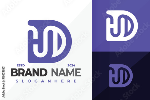 HD or DH Monogram Logo design vector symbol icon illustration