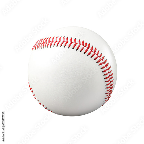 A classic white baseball with red stitching, perfect for sports themes, illustrations, isolated on a transparent background.