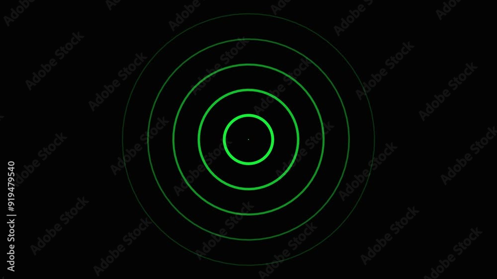 Digital radio waves signal animation green color with black background Digital radio waves signal animation green color with black background