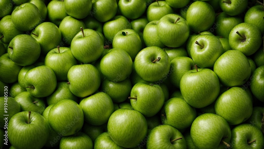 Green Apple Abundance: A vibrant, verdant backdrop of crisp green apples, packed together in a visually captivating display. This image evokes freshness, abundance, and the promise of a healthy harves Green Apple Abundance: A vibrant, verdant backdrop of crisp green apples, packed together in a visually captivating display. This image evokes freshness, abundance, and the promise of a healthy harves
