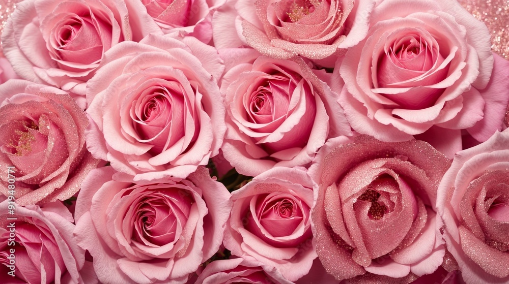 Pink Roses in Bloom: A breathtaking tapestry of delicate pink roses, their velvety petals unfurling in exquisite beauty. 