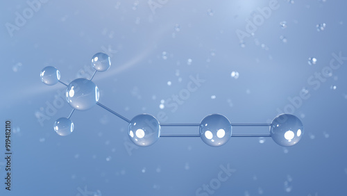 methyl isocyanate molecular structure, 3d model molecule, lachrymatory agent, structural chemical formula view from a microscope