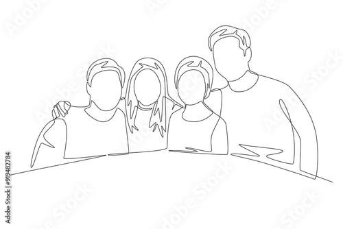 Family gatherings concept one-line drawing