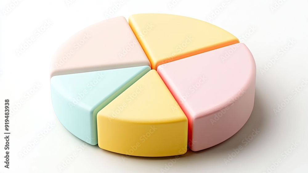 Obraz premium A colorful pie chart with segmented sections representing data visualization and analysis in pastel colors.