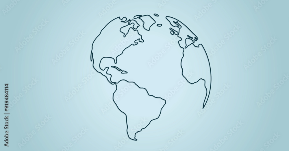 Line art World Map round shape empty vector background Line art World Map round shape empty vector background