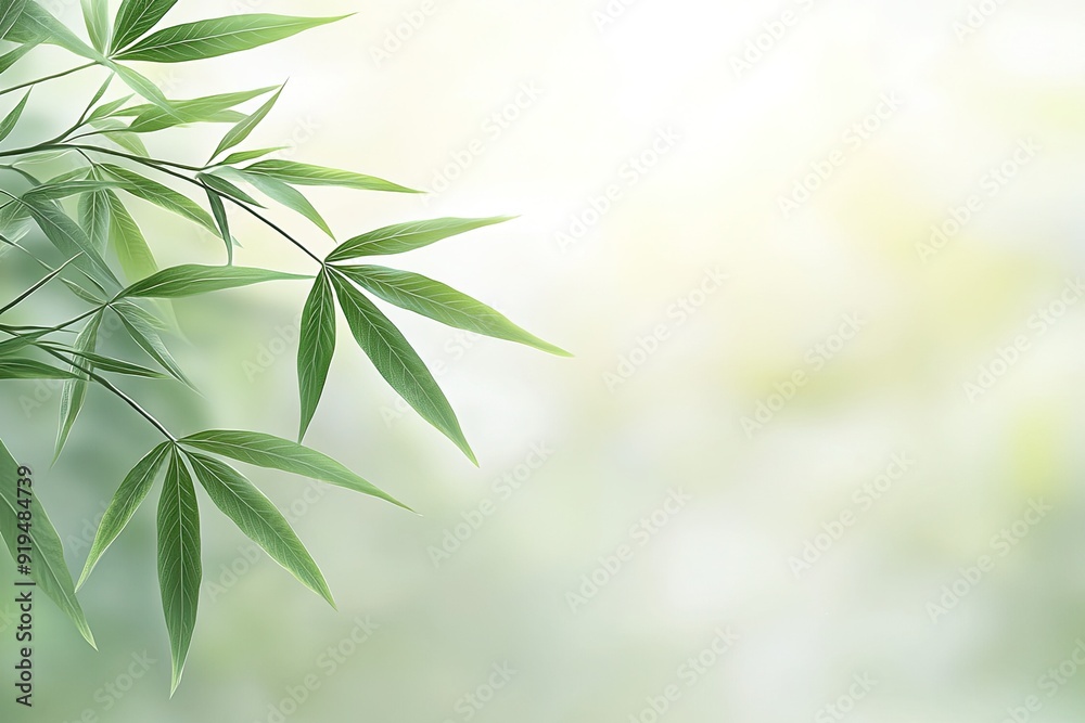 Elegant bamboo leaves with a soft, blurred background, creating a serene and calming atmosphere in nature. Elegant bamboo leaves with a soft, blurred background, creating a serene and calming atmosphere in nature.