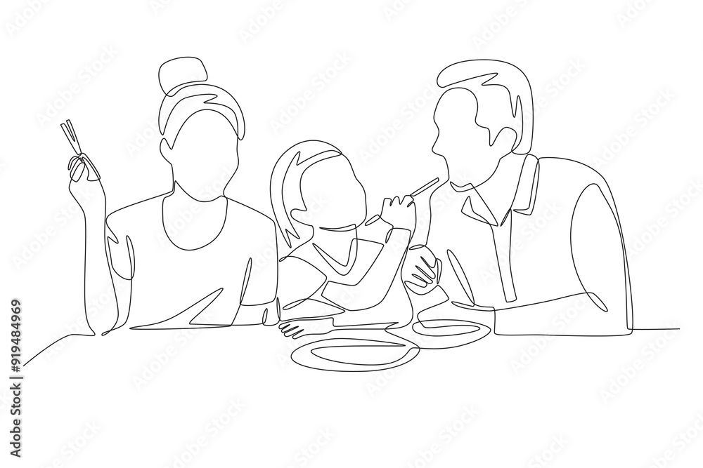 Family gatherings concept one-line drawing